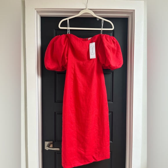 RHODE Dresses & Skirts - RARE - RHODE Karima Dress Red Off Shoulder Puff-Sleeve sz 4